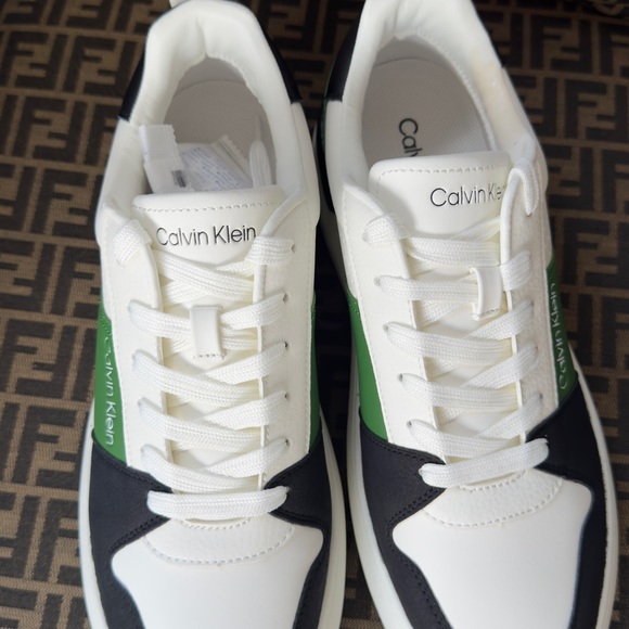 Calvin Klein Men's Blayne Casual Lace-Up White, Green, and Black Sneakers - Picture 12 of 15